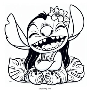 Laughing Stitch Coloring Sheet For Kids