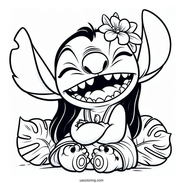 Laughing Stitch Coloring Sheet For Kids