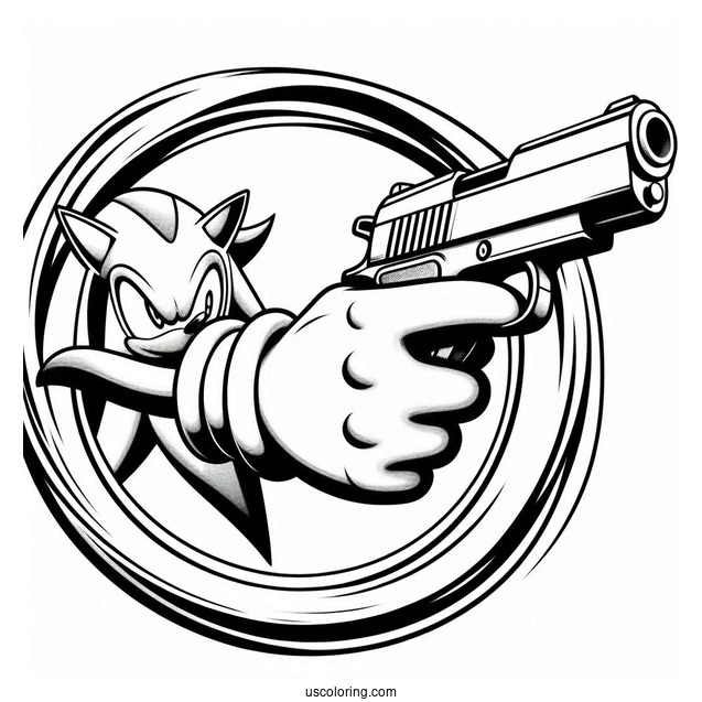 Shadow Coloring Page Of Holding Gun While Inside Ring