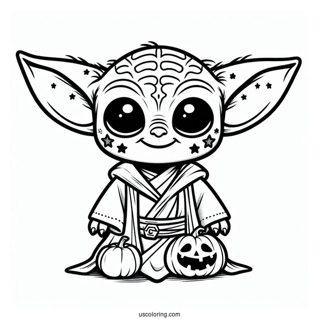 Happy Halloween Baby Yoda To Color
