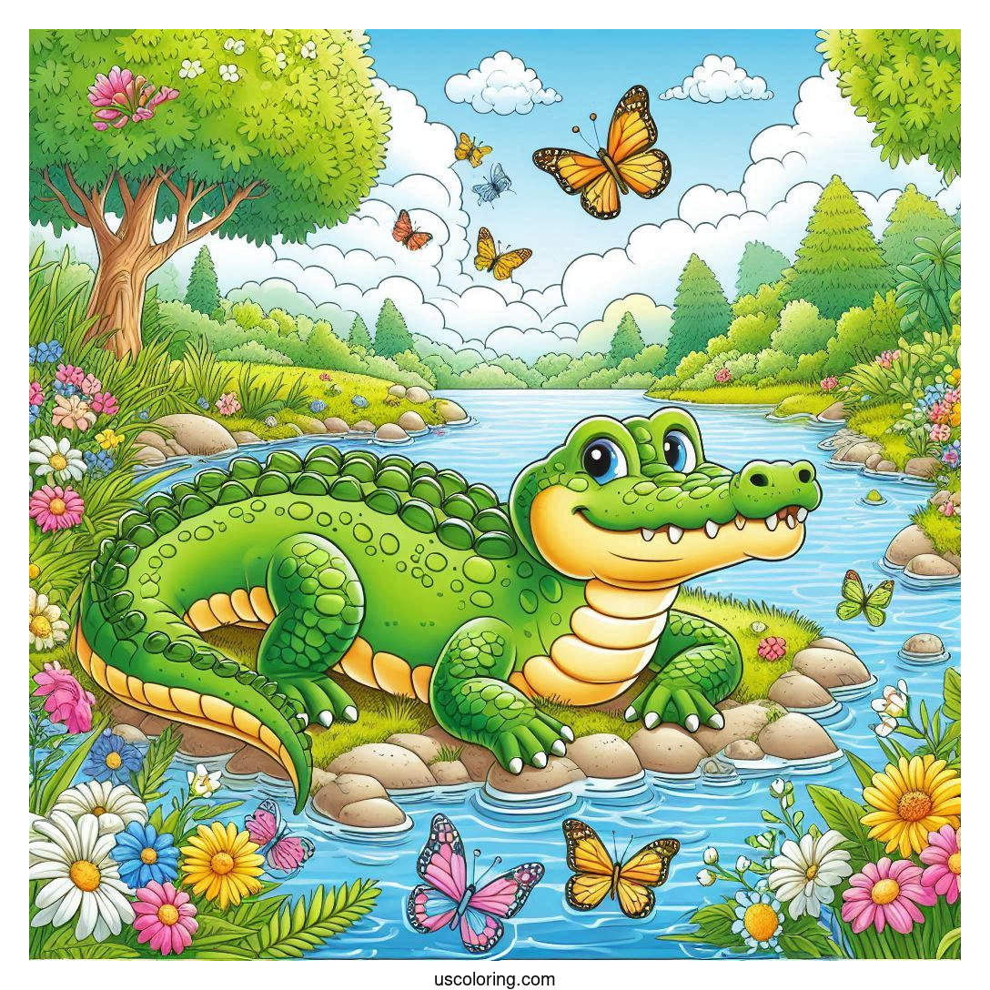 Crocodile Coloring Page Featured Image
