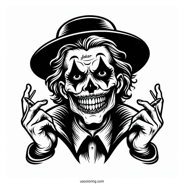 Easy Coloring Sheet Of Scary Joker