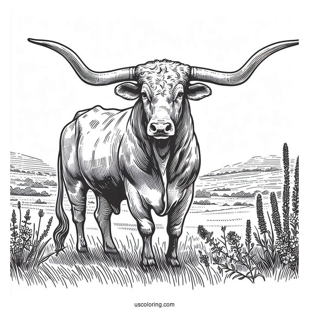 Texas Longhorn In The Field