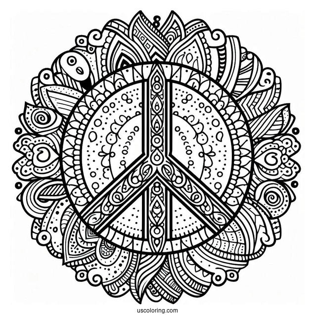 Intricate Peace Coloring Page Mandala