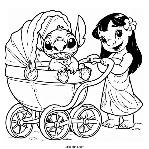 Baby Pleakley And Jumba Jookiba In Prams To Color