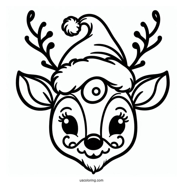 Simple Rudolph Coloring Page Face Template