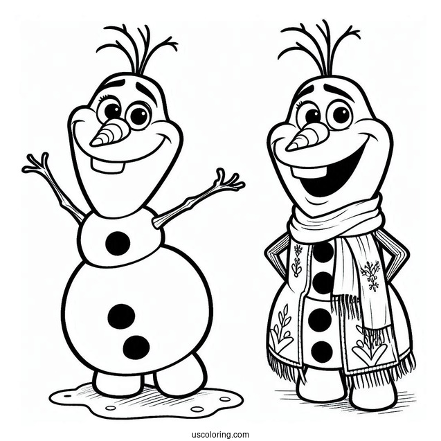 Cheerful Olaf Coloring Sheet