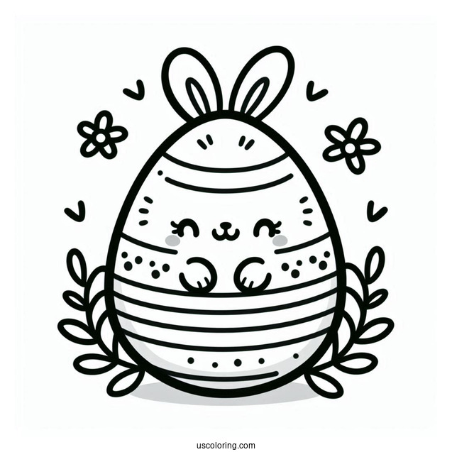 Cartoon Easter Egg With Tiny Bunny On Top