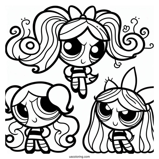 Simple Powerpuff Girls Coloring Page For Kids