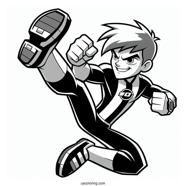 Ben 10 Coloring Page Of Grey Matter Doing High Kick