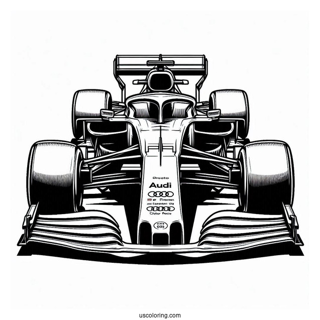 Front View Of Audi F1 Coloring Page Race Car