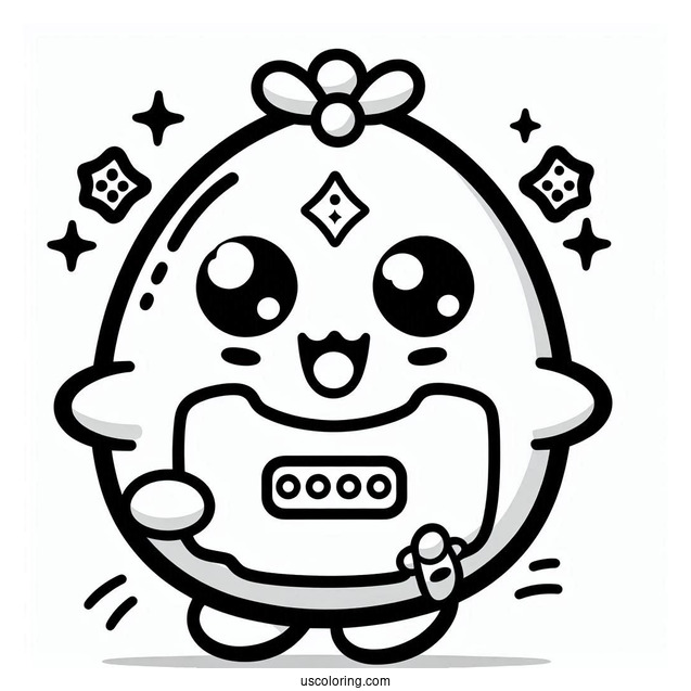 Cartoon Tamagotchi Coloring Page For Kids