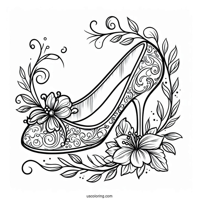 Coloring Page Of Cinderella_s Glass Slipper