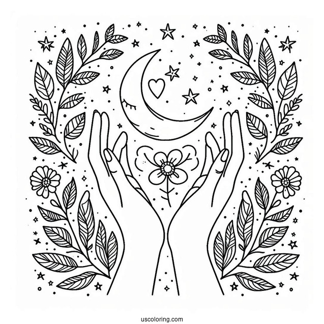 Hands Holding A Peace Coloring Page