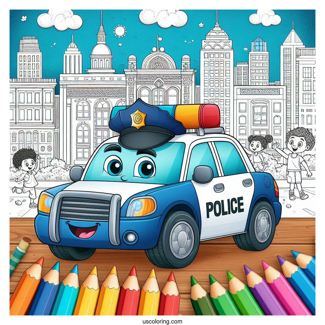 Police Car Coloring Pages Featured Image
