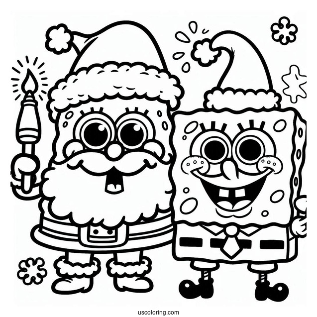 SpongeBob And Patrik Dressed Up As Santa For Christmas