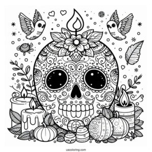 Snow White Sugar Skulls Coloring Page For Kids
