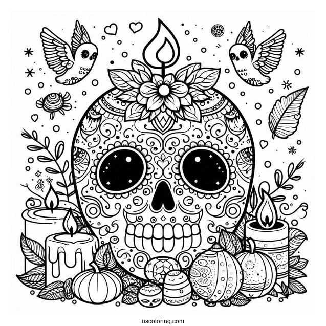 Snow White Sugar Skulls Coloring Page For Kids