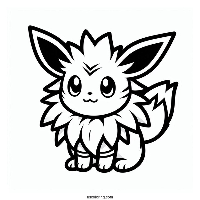 Easy Jolteon Coloring Page Outline For Kids