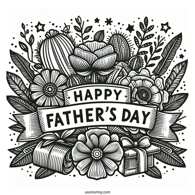 Happy Father's Day Coloring Page Of Banner