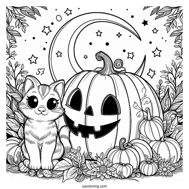 Cat Inside Big Jack-O-Lantern