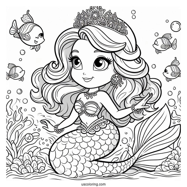 Mermaid Sofia The First Coloring Page With Princess Amber At Sea