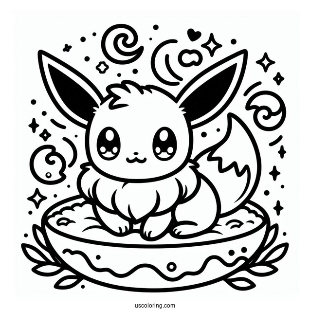 Eevee Inside A Tamagotchi Coloring Page For Preschoolers
