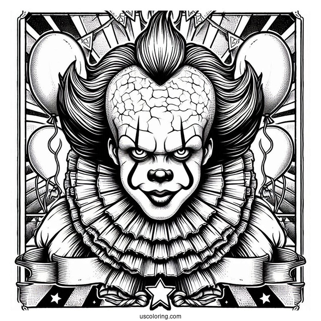 Pennywise Coloring Page Vintage Circus Poster
