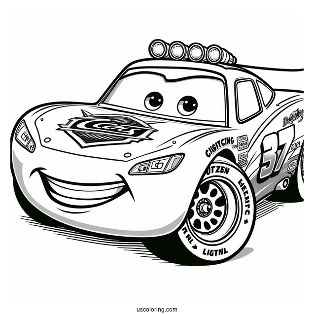 Lightening McQueen From Cars Movie To Color