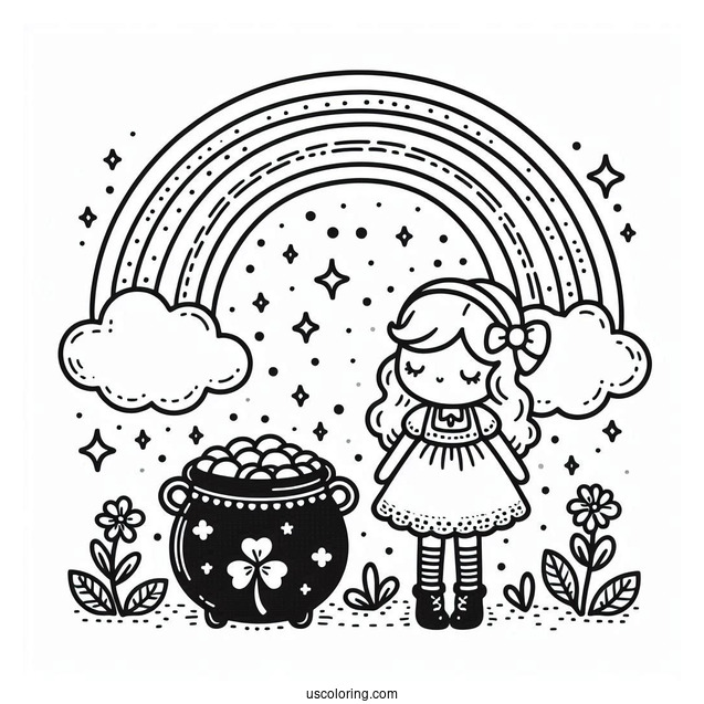 Simple Pot Of Gold At End Of The Rainbow For Kids