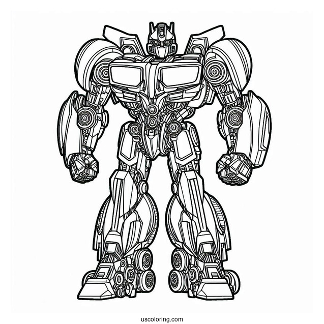 Easy Outline Of Bumblebee Transformer Robot To Color