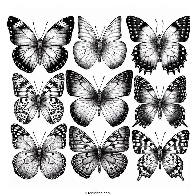 Top View Of An Assortment Of Butterflies