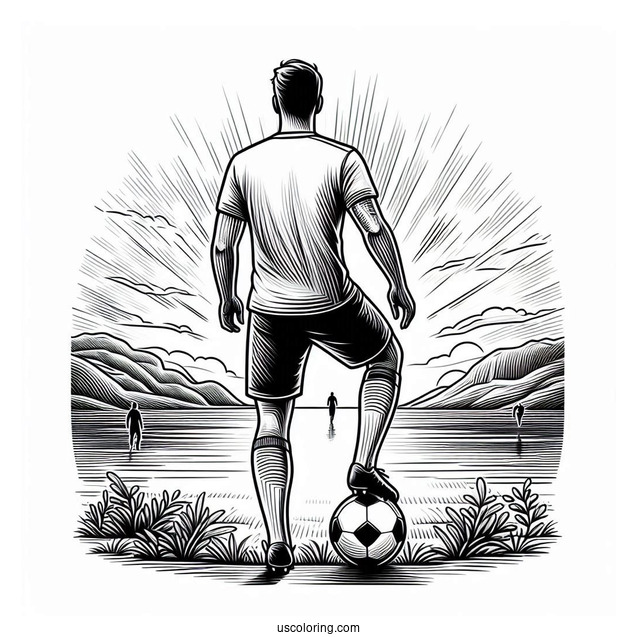 Back Of a Soccer Player Holding a Ball