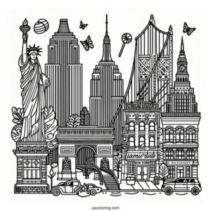 New York Coloring Page Of Elements