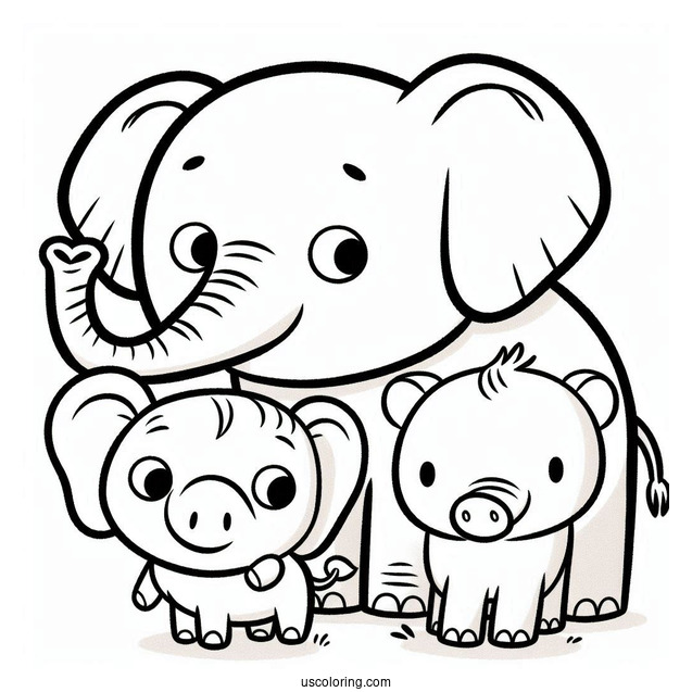 Elephant And Piggie Book Characters Coloring For Kids