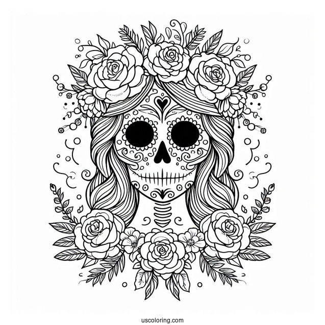 Snow White Sugar Skulls Coloring Page For Kids