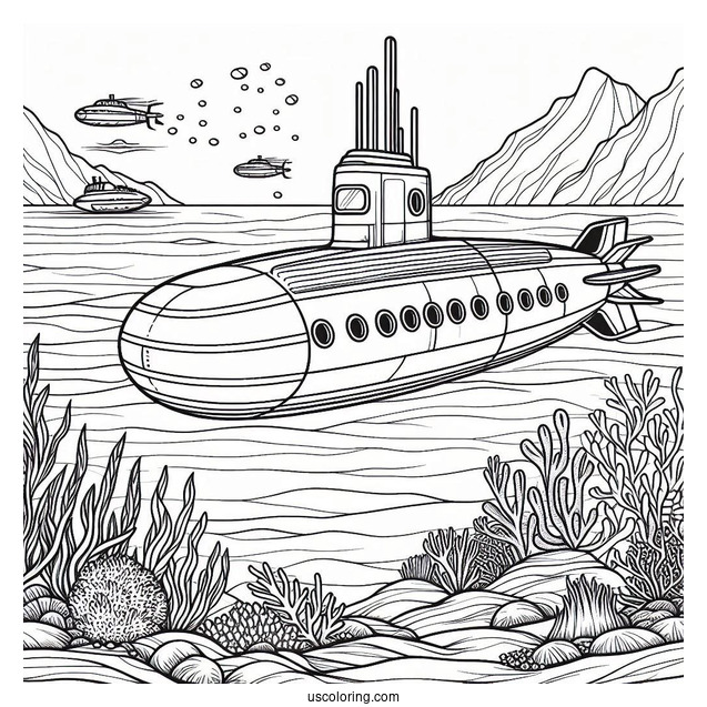 Atlantis Submarine Coloring Page Above The Sea Floor