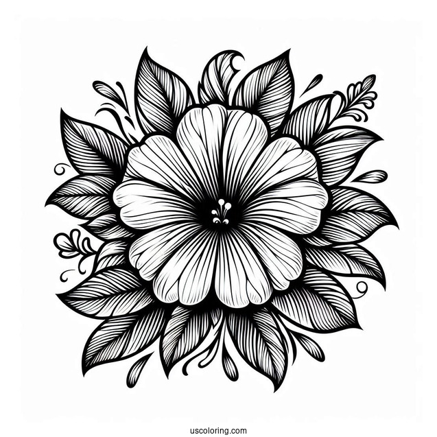 Flower Coloring Pages Of Simple Petunia Mandala