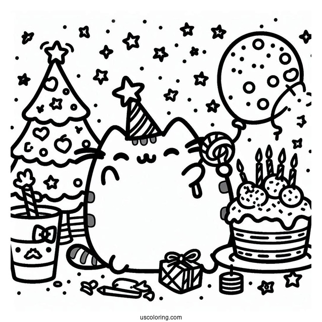 Pusheen Having a Party On NYE