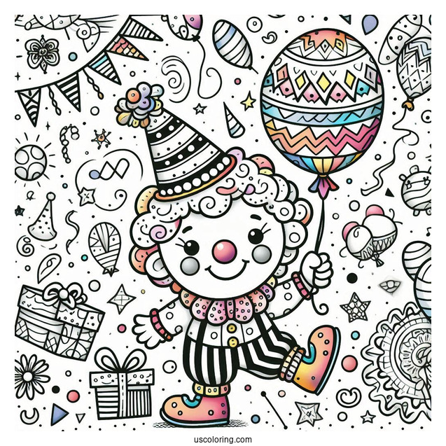 Frightening Pennywise Coloring Page Holding A Balloon With Bloody Handprints