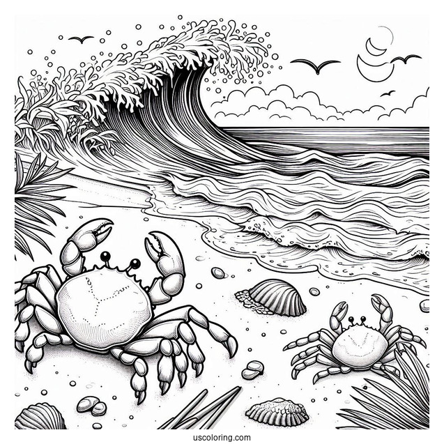 Nigerian Moon Crab Coloring Page At The Beach