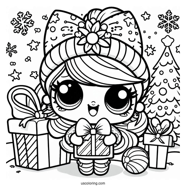 Christmas Themed LOL Surprise Coloring Page
