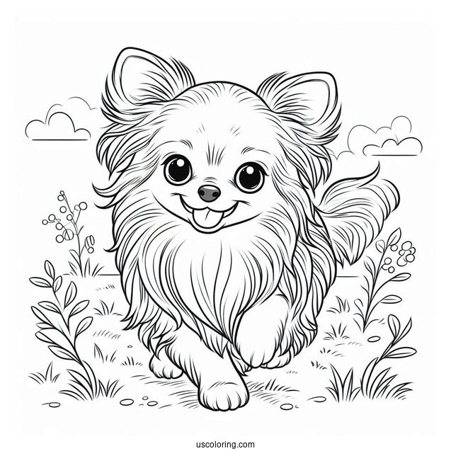Happy Long Hair Chihuahua Coloring Page Walking On Grass