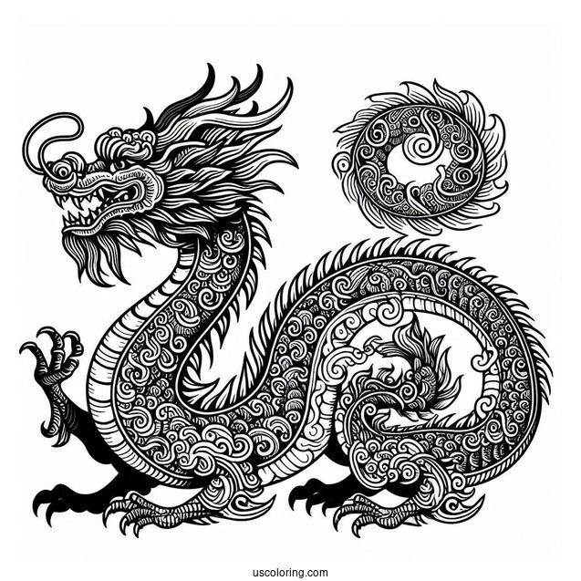 Ancient Looking Dragon To Color