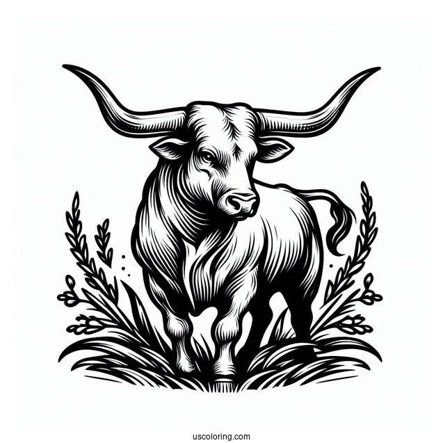 Simple Texas Longhorn Coloring Sheet