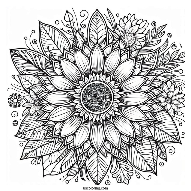 Flower Coloring Pages Ofv Detailed Sunflower Mandala