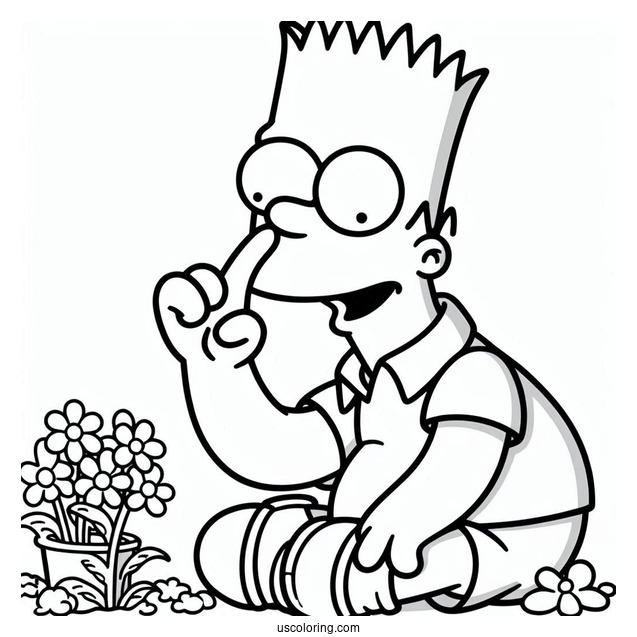 Simpsons Coloring Pages Of Ralph Wiggum Picking His Nose For Kids