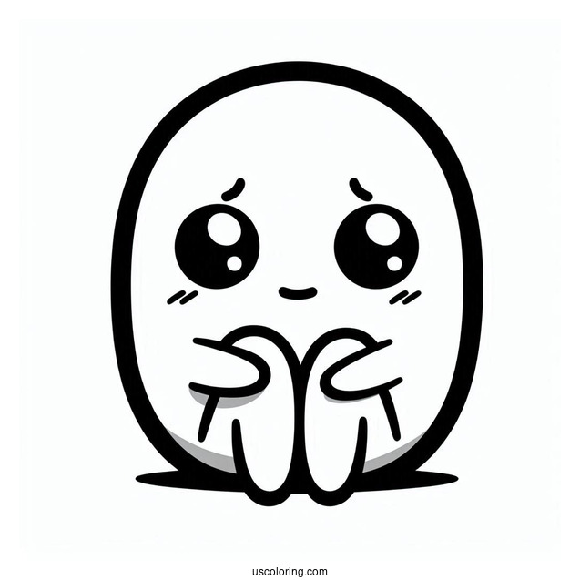 Simple Outline Of Shy Guy Coloring Page For Preschoolers