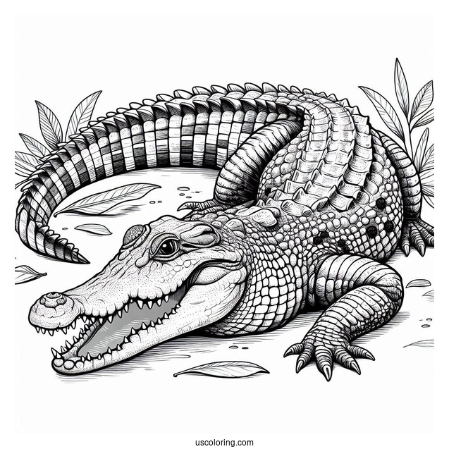 Realistic American Crocodile Coloring Page