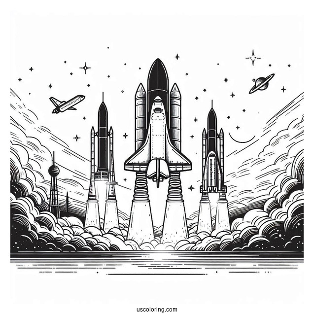 Discovery Space Shuttle Rockets Ignited